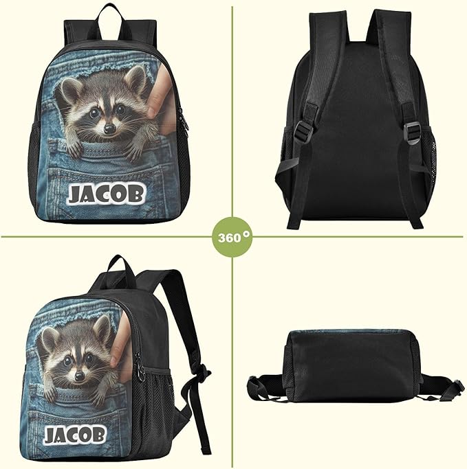 Raccoon Cute Toddler Backpack for Boys Girls 3-6 Small Travel Backpacks for Kids Preschool Bookbag for Elementary Kindergarten for School