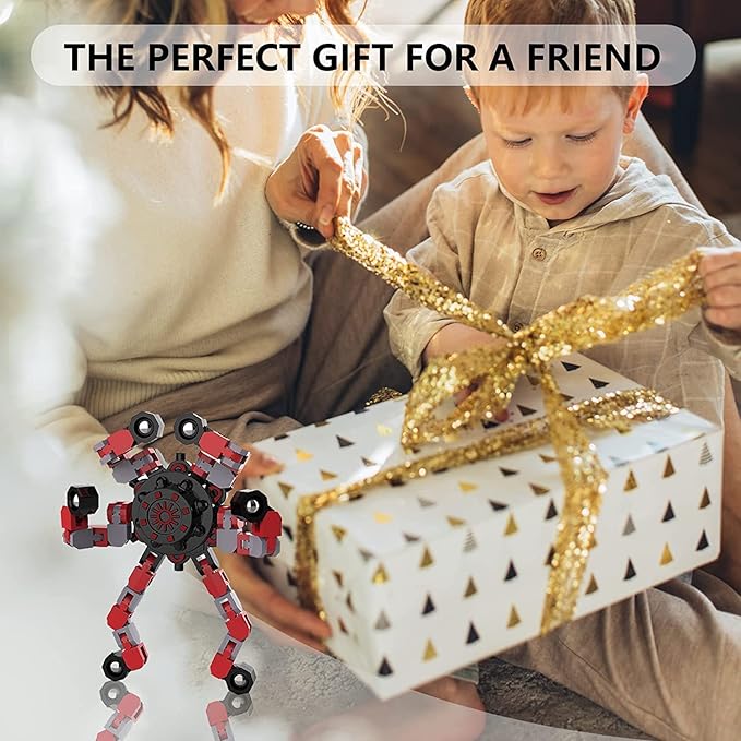 12 Pcs Fidget Spinners Toys for Kids & Adults, Deformable Robot Transformable Fingertip Spinner, Stress Relief Party Favor for Classroom Prizes, Christmas, Valentine’s Day Gift, Goodie Bag Fillers
