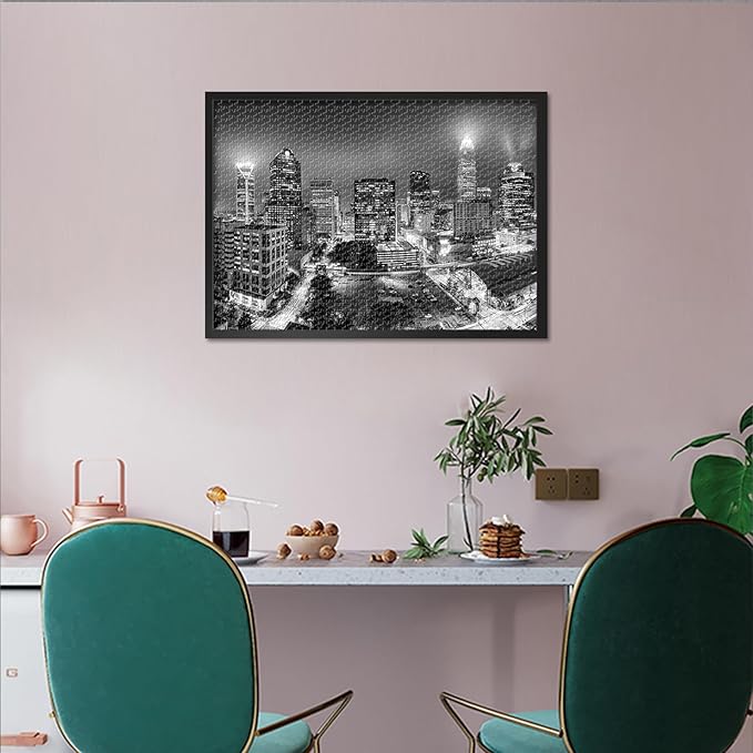 Puzzles for Adults 1000 Pieces Charlotte Skyline, Jigsaw Puzzles 1000 Pieces Carolina Cityscape, Challenging Puzzle Games for Women Home Decoration Gift Size 19.7x27.5 inches