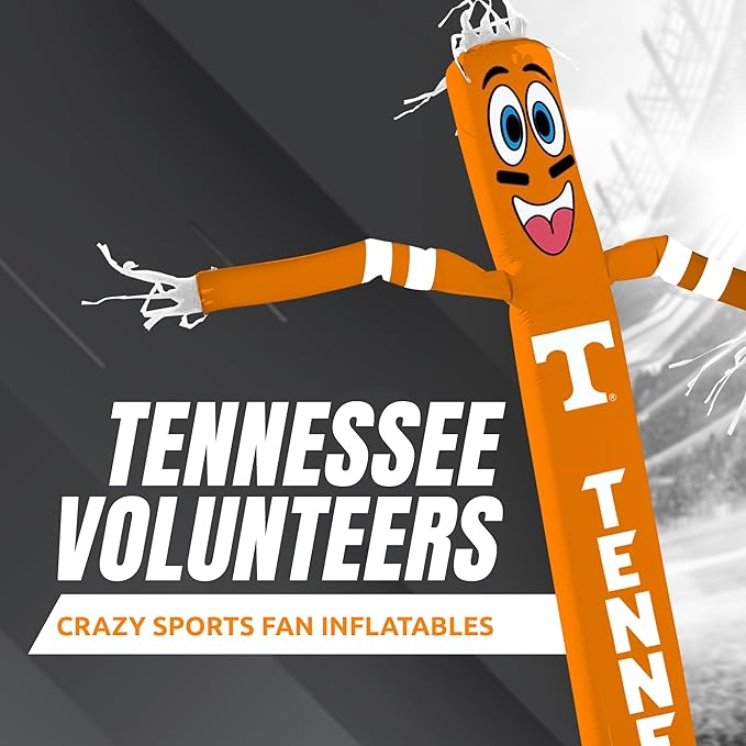NCAA Tennessee Volunteers Football Wacky Waving Inflatable Tube Guy with LED Lights & Built-in Blower - 6" x 36" x 96" Inflatable Tube Man Crazy Sports Fan Outdoor Party Decoration