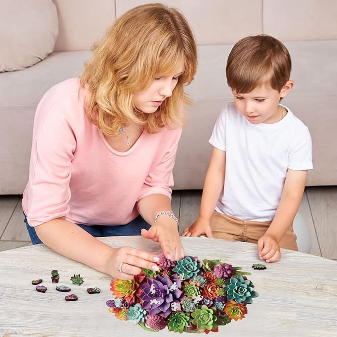 delobil Puzzles for Adults 1000 Pieces with Puzzle Saver - Succulent Wooden Puzzle Unique Liberty Adult Jigsaw Puzzles Brain Teaser Family Game Gift 28.1'' x17.3''
