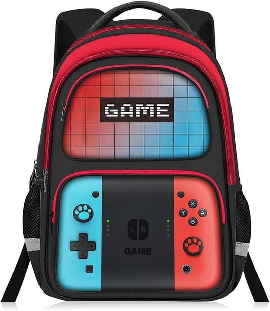 Kids Backpack For Boys,Gamer Boys Backpack For Children Teens Elementary Middle School, 17″ Students Bookbag