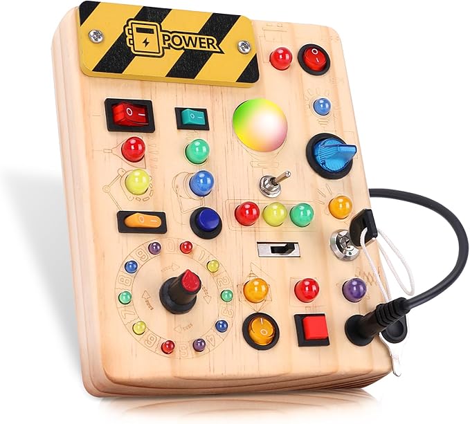 Montessori Toy for 1-3 Year Old Busy Board, Wooden Educational Learning Toy for Kids with Sensory Autism, Toddlers Toy for Boy Girl Gifts (Medium)