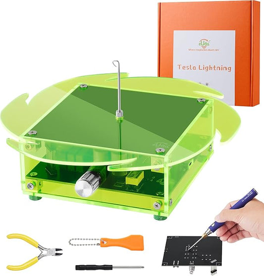 STEM DIY Toys Hand Soldering Electronic Tesla Lightning Kit|Science Craft Kit for Kids Ages 8-9-10-11-12-13-14-15+Years Old|Educational Gifts for Boys&Girls|Video Guide (Fire Wheel-Fluorescent Green)