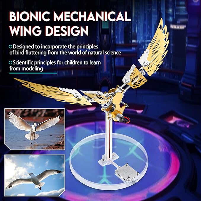 3D Metal Puzzles for Adults, Metal Model Kits for Adults Ornithopter, Mechanical Steel 3D Puzzle Stainless Steel Ornaments for Men Women Art Craft Gifts Toys(Gold).