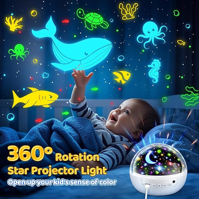 PIKOY Dinosaur Toys Night Light Projector, 93 Lighting Mode Baby Sensory Toys 6-12 Months,360° Rotate Kids Sensory Toys for Autism,Dimmable+Timer+Remote 1 Year Old Boy Gifts 1 Year Old Girl Gifts