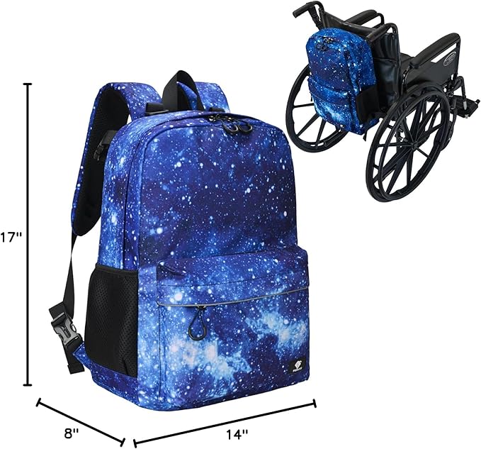 Fenrici Adaptive Backpack for Girls, Boys for All Abilities and Ages; Wheelchair Backpack with Adaptive Design; Perfect for Travel, School, and Everyday Adventure, Blue Galaxy