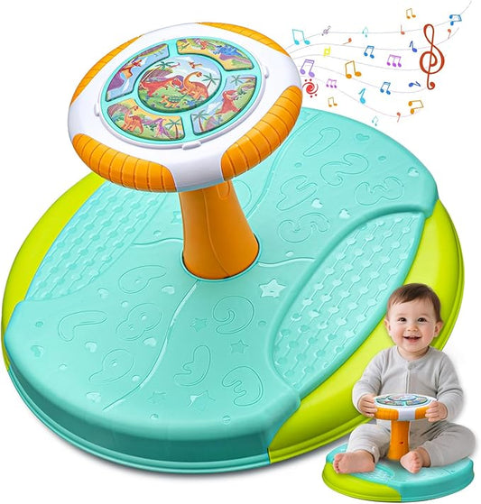 Dinosaur Sit and Spin Toys for Toddlers 1-3, 360° Toddler Spinning Seat with LED Lights and Music Christmas Birthday Gift for 1 2 3 Years Old Boys Sensory Toys Toddler Activities