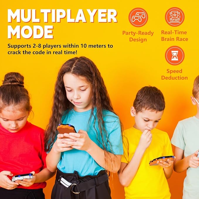 Crack The Code - Electronic Mastermind Code Breaker with Clamp, Handheld Super Decoder Puzzle for 1-8 Players, 10,000+ Logic Challenges for Kids & Adults Ages, Portable Travel Game & Gift