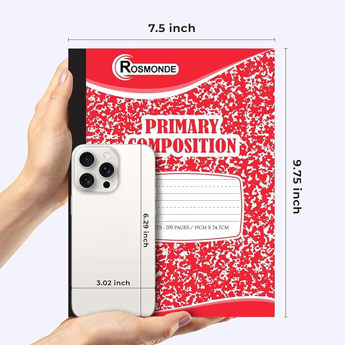 2000 Pack (Pallet) Composition Notebooks Bulk, Primary Ruled, Full Pallet of Composition Notebooks, 200 Pages (100 Sheets), 9-3/4 x 7-1/2, Bulk Notebooks for Grades K-2, 4-7 Days Transit
