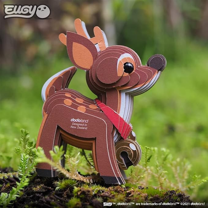 Eugy Reindeer 3D Puzzle, 22 Piece Eco-Friendly Educational Toy Puzzles for Boys, Girls & Kids Ages 6+