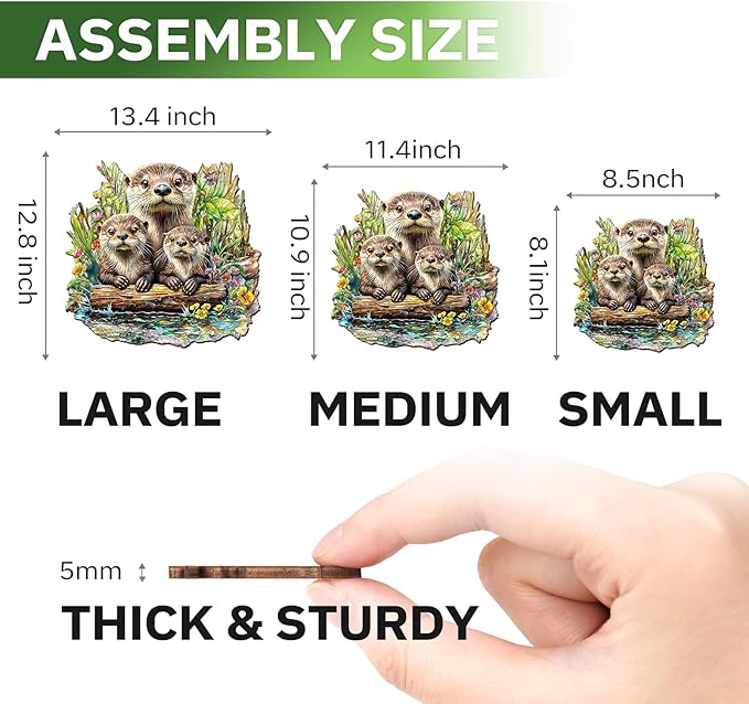 Jigfoxy Wooden Puzzles for Adults, Otter Wood Puzzles Adult, Unique Animal Shape Wooden Jigsaw Puzzles for Adults, Birthday Gifts for Puzzle Lovers, Family (M-11.4 * 10.9in-200pcs)