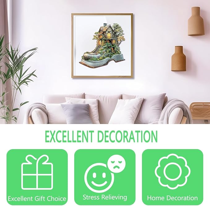 Wooden Puzzles for Adults, Treehouse Dream Wooden Jigsaw Puzzle for Adults, Wood Puzzles Adult, Unique Shape Puzzle, Fun Gifts for Friends & Family, Home Decor(M -11.4 * 11.1in-140 pcs)