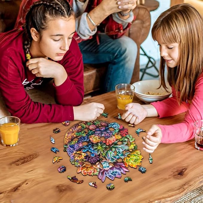 Wooden Puzzles for Adults, Succulent Wooden Jigsaw Puzzles, 280 Piece Puzzles for Adults, Unique Irregular Wood Plant Puzzles, Creative Gifts for Birthday Christmas Halloween Puzzle