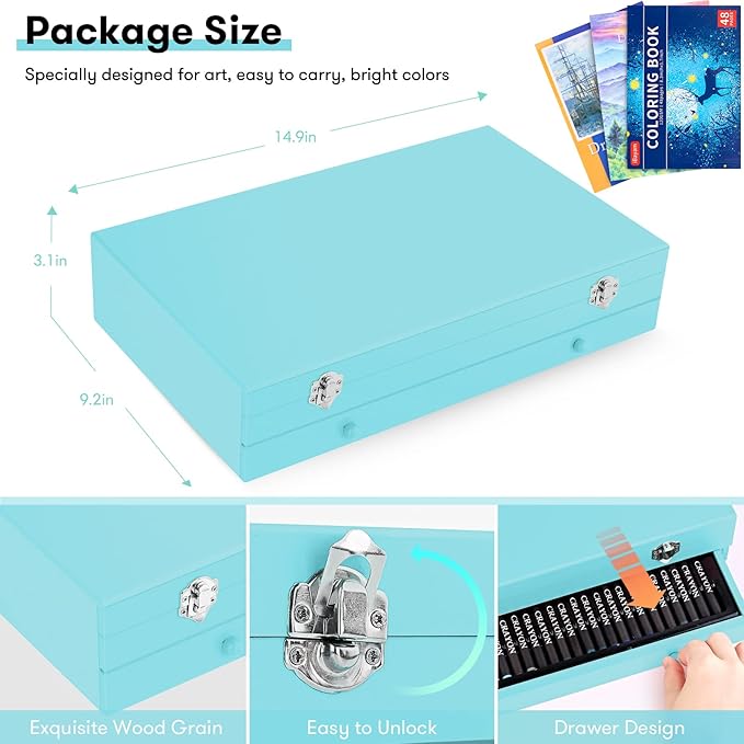 Arts and Crafts Gifts for Kids 6-14 Year Teens Boys Girls Christmas Gifts, 150-Pack Art Set Kits with 2 Sketch Pads, Coloring Book, 24 Colored Pencils, 24 Oil Pastels, 24 Watercolor, 60 Crayons