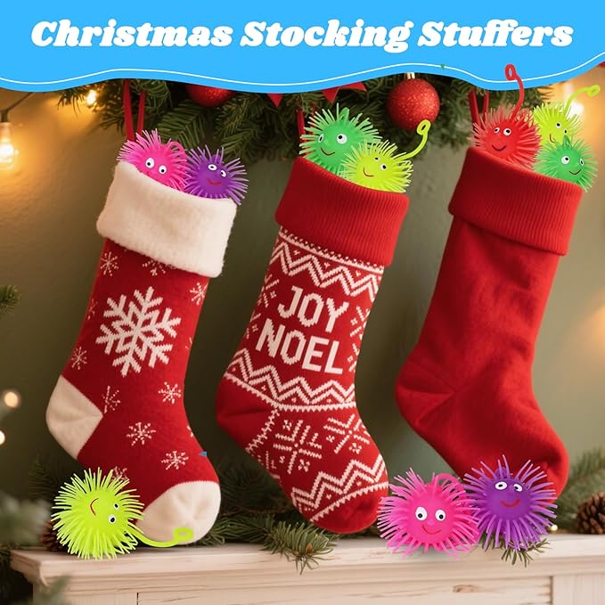 24 PCS LED Puffer Balls Light Up Party Favors for Kids 4-8 8-12 Bulk Sensory Bouncy Ball Goodie Bags Stuffers Prizes Kids Pinata Fillers Glow in The Dark Party Supplies Toddler Fidget Toy Stress Balls