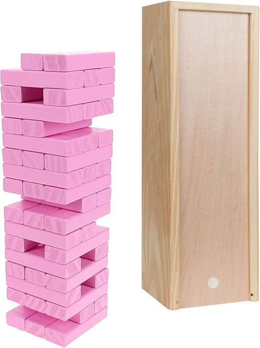 WE Games Wooden Block Stacking Party Game for Adults, Tumble Tower Wedding Guest Book Alternative, Tabletop Games, Includes Storage Case, 12 inches