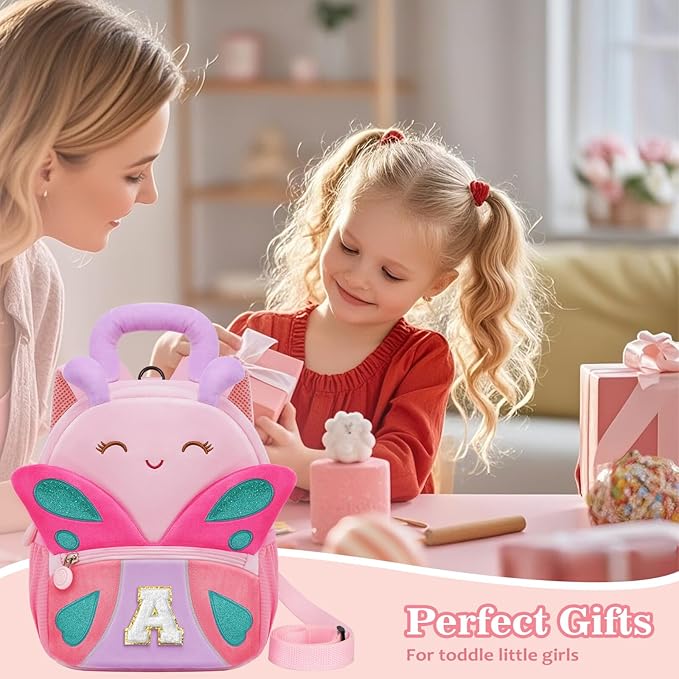 YOOLIFE Backpack for Girls Kids Toddler, Bookbag for Teen Girl Kids Birthday Gifts, School Backpack for Girls Initial Pink B
