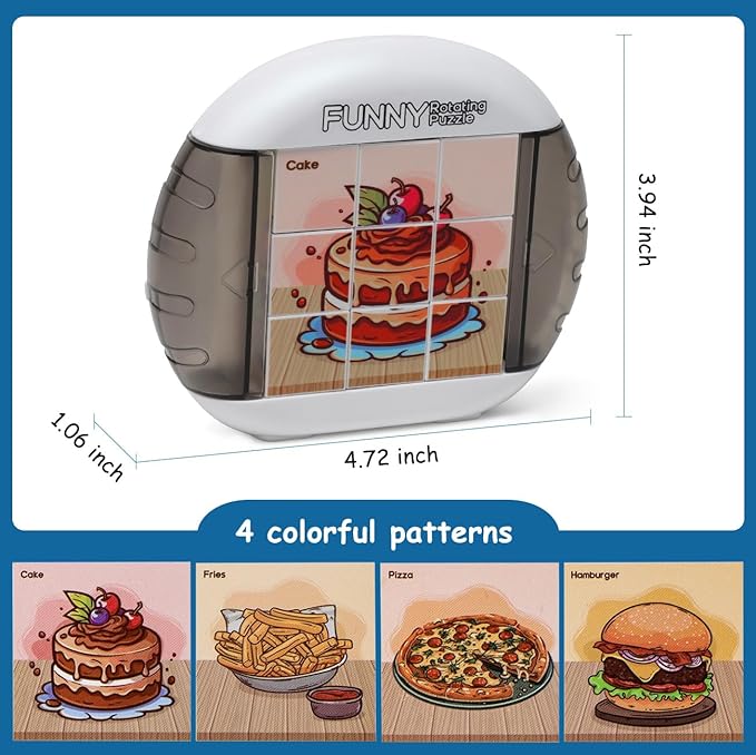 Rotating Puzzle for Kids 3 4 5 6 7 8 Year Old, 4 Puzzles in 1, Toddlers Travel, Car, Airplane, Road Trip Activities, Fine Motor Skills, Fidget, Gift for Boys & Girls Ages 3+ (Snacks)