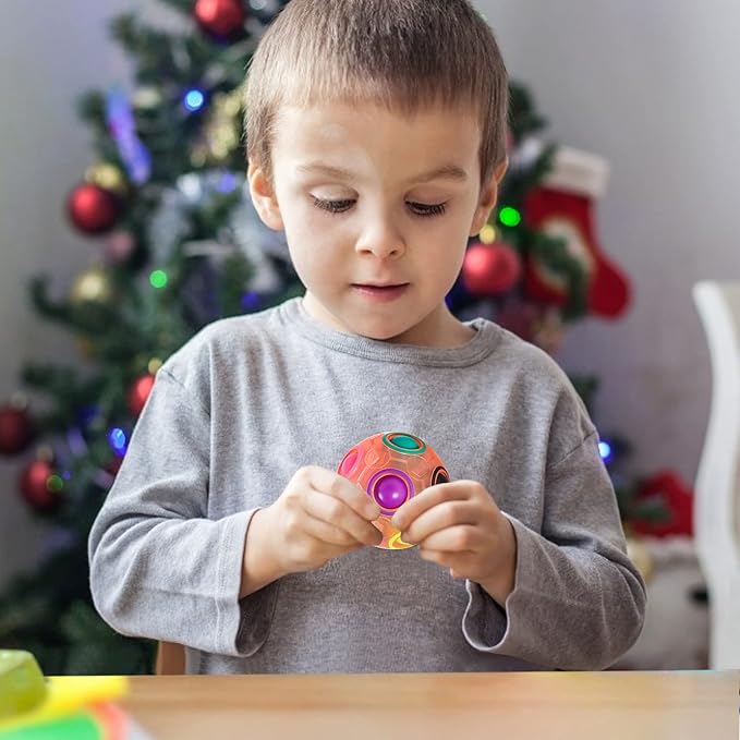 Vdealen Magic Rainbow Puzzle Ball, Fidget Ball Puzzle Brain Teaser Fidget Toy- Birthday Party Easter Valentines Day Christmas Stocking Stuffers for Kids Teen & Adults(Pink&Blue&Green)
