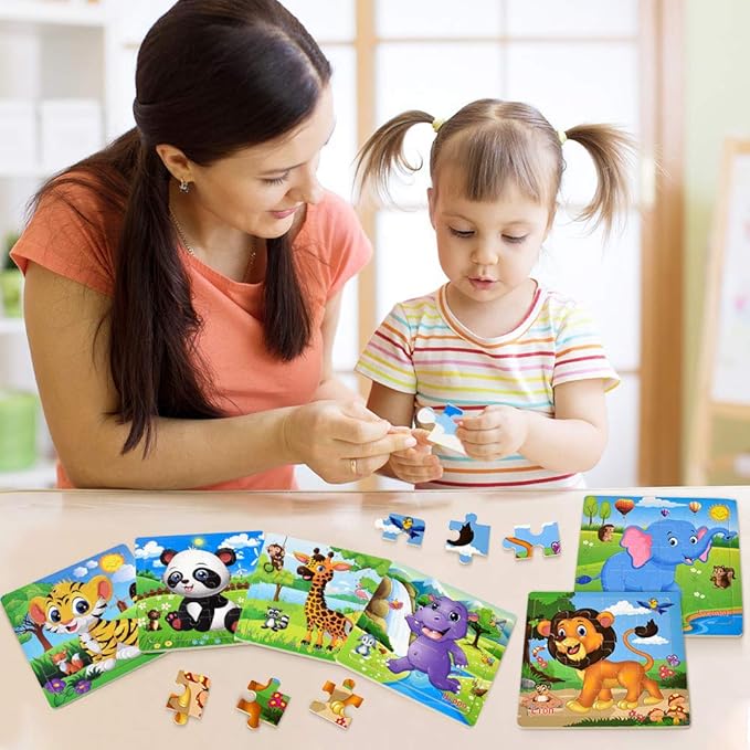 Puzzles for Kids Ages 3-5 Toddler Wooden Toys Montessori Learning Education Preschool Sets Games for Boy Girl 3 4 5+ Years Old, Pack of 6 (20 Pieces)