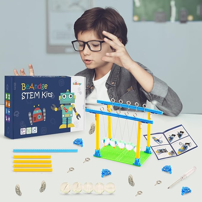Bulk STEM Kits for Kids Age 8-10, 3 Sets of Newtons Cradle, Science Kits for Kids Age 8-12, Robot Building STEM Toys for Boys Ages 8-13, Robotics Engineering Crafts for Girls 6-8 10-12