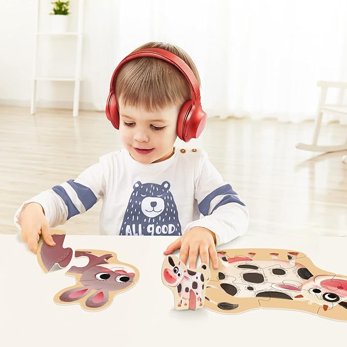 Toi 6 Packs Large Piece Toddler Jigsaw Puzzles for Kids Aged 2.5+, Animal Shaped Floor Puzzles for Beginner, Preschool Learning Game for Boys Girls, Farm Animals