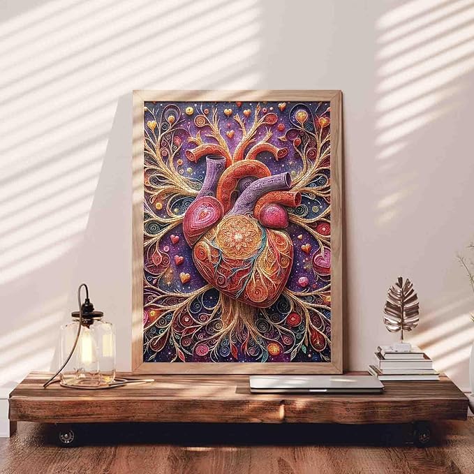 Graffitic Men/Woman Heart 1000 Piece Jigsaw Puzzles for Adult Anatomy of The Heart Painting Jigsaw Puzzle Body Organ 1000 Pieces Puzzles Game Wall Decor DIY Craft Puzzle Art Nordics Gift(Colorful)