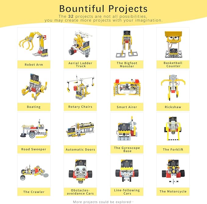 ELECFREAKS microbit 32 in 1 Wonder Sensor Kit, Makecode Programmable Learning Kit with Building Bricks/Sensors/Wukong Expansion Board(Without Micro:bit)