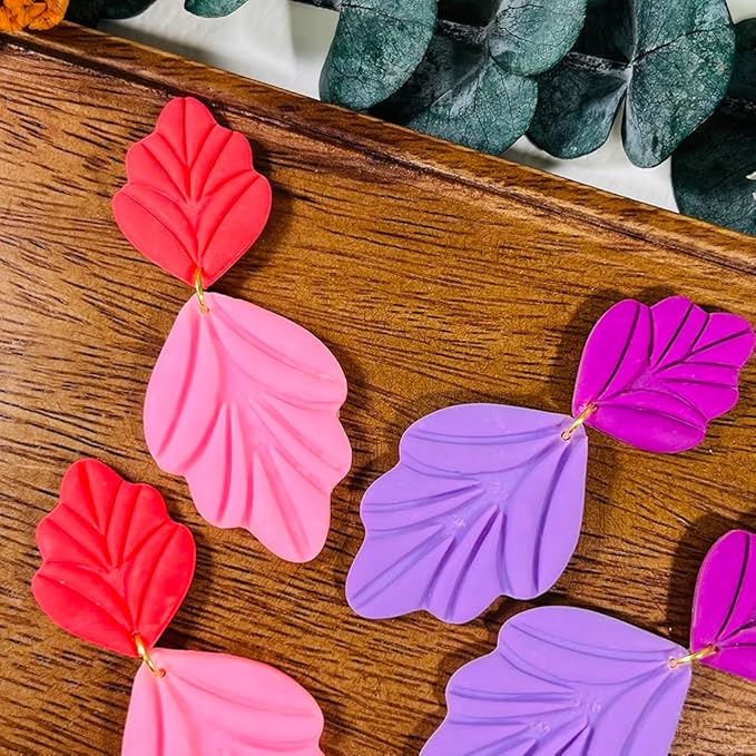 Polymer Clay Cutters Leaf & Feather Shapes – 2 Sizes Clay Earring Cutters for Polymer Clay Jewelry, Molds and Tools for DIY Dangle Earrings