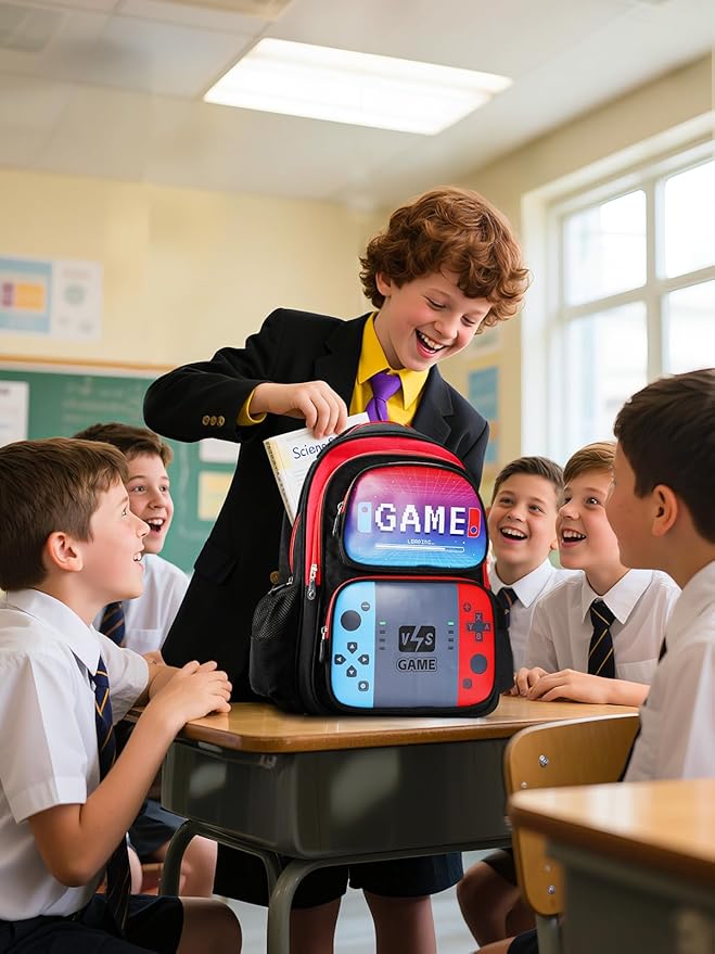 Bigmeta Large Capacity Kids Backpack for Boys - Aged 8-12 Back to School Gamer Bookbag for Elementary Middle School Teens Gifts