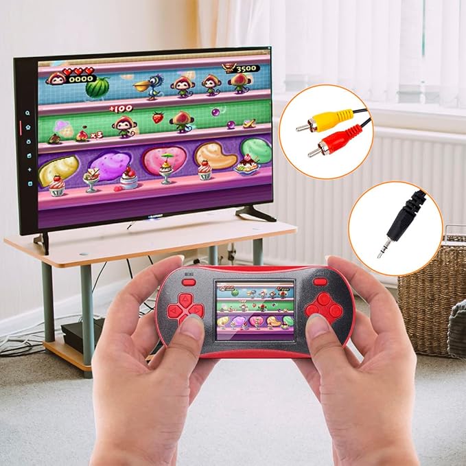 Handheld Game Player for Kids Adults- FAMILY POCKET RS16 Portable Classic Game Controller Built-in 260 Game 2.5 inch LCD Retro Arcade Video Game System Children's Birthday Gift (red)