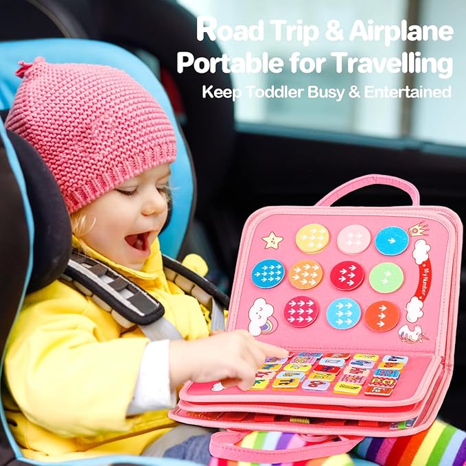 Montessori Busy Board Toys for One Year Old Girl Birthday Gifts,Educational Preschool Learning Activities Sensory Travel Toys for 1 2 3 Year Old, for Toddlers 1-3