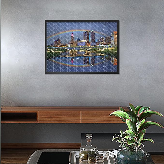 Jigsaw Puzzles 1000 Pieces for Adults, Columbus Ohio Skyline Puzzles for Adults, City Downtown Photographic Adult Challenging Puzzle 1000 Pieces, Relaxation Game for Men Women 27.5x19.7 Inch