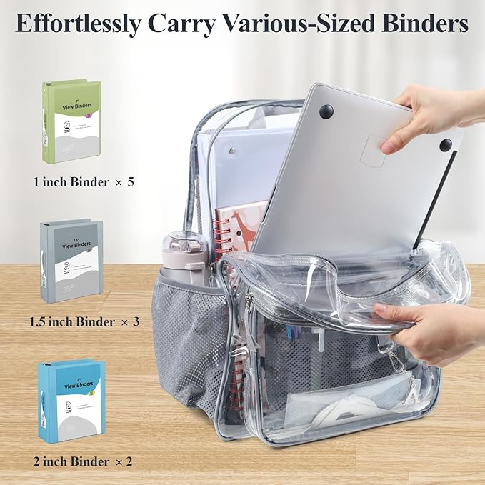 PACKISM Clear Backpack for School - 17 inch Large Heavy Duty Clear Bookbag, See Through PVC Backpacks (for age 12 above)
