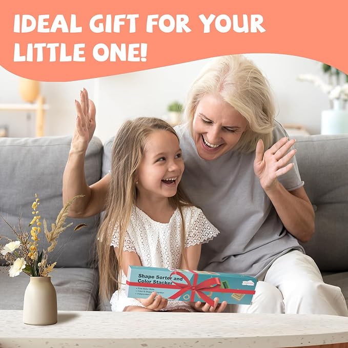 Montessori Toys for 1+ Year Old, Wooden Baby Stacking Shape Color Sorting Toys for Toddlers 1-3, Preschool Learning Activities Toddler Games, 1 2 3 Year Old Girls Boys Birthday Gifts