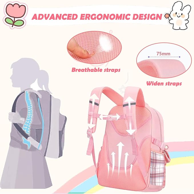 Girls Backpack,Cute School Backpack for Girls Kids Teens,Kawaii Bookbag for Primary Elementary, Blue