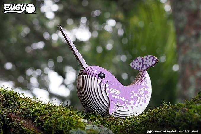 Eugy Narwhal 3D Puzzle, 23 Piece Eco-Friendly Educational Toy Puzzles for Boys, Girls & Kids Ages 6+