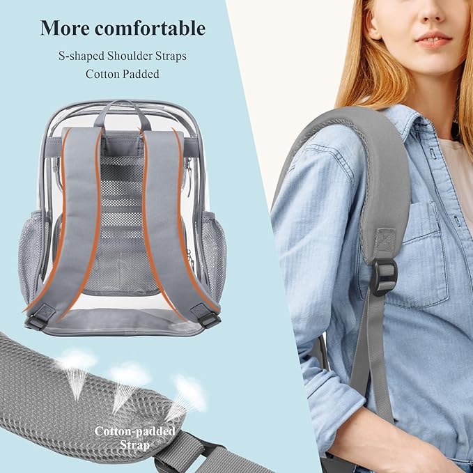 PACKISM Clear Backpack for School - 17 inch Large Heavy Duty Clear Bookbag, See Through PVC Backpacks (for age 12 above)