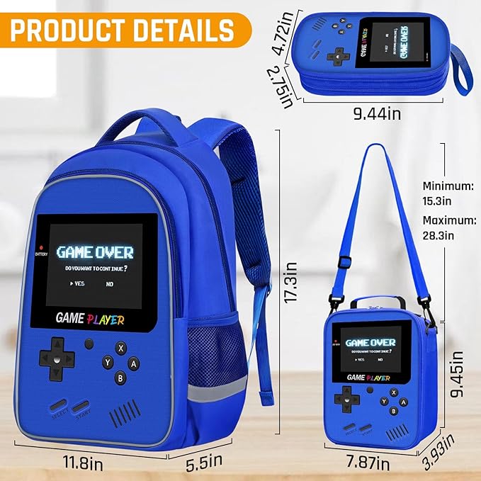 School Backpack For Boys - Gamer Boys Backpack For Kids Children Teens Elementary Middle School - Ages 6-18,17″