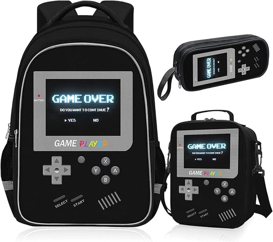 School Backpack For Boys - Gamer Boys Backpack For Kids Children Teens Elementary Middle School - Ages 6-18,17″