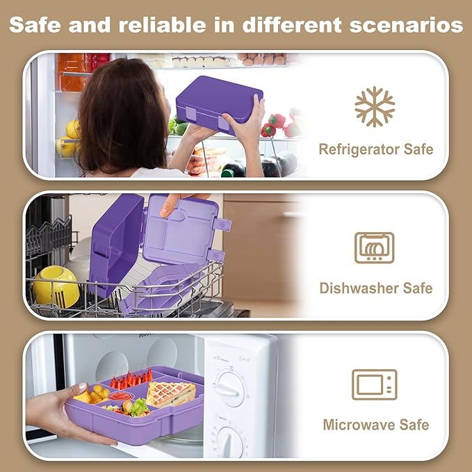 Chill Bento Lunch Box for Kids Adult with Ice Pack Keep Food Cold Fresh 5-Compartment Reusable Leak Proof Lunch Container for Girl Boy School Dishwasher & Freezer Safe