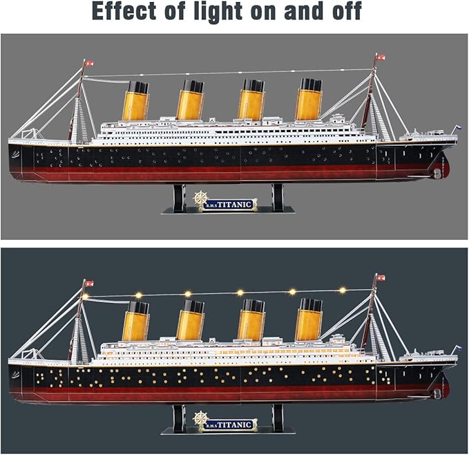 CubicFun 3D Puzzles for Adults - LED Titanic 35'' Large Ship - New Home Desk Decor - House Warming, Wedding, Anniversary, Valentines Day Teacher Gifts for Him Her Stocking Stuffers for Adults