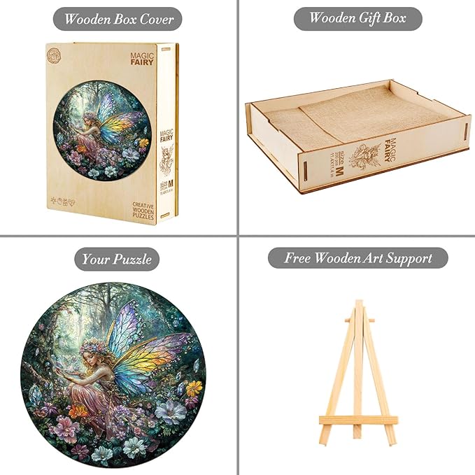 Wooden Puzzles for Adults, Wooden Jigsaw Puzzles for Adults Kids, Magic Fairy Unique Shaped Wood Puzzles Adult, Birthday Gifts for Friends Family Game, Home Decor (13.4 * 13.4in 300pcs)