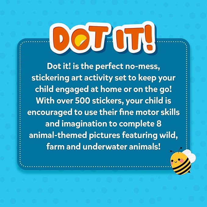 Skillmatics Dot It Sticker Art - Animals, Mess-Free Fun for Kids, 500+ Stickers, Craft Kits, DIY Scrapbooking Activity, Travel Toys, Gifts for Boys & Girls Ages 3, 4, 5, 6, 7