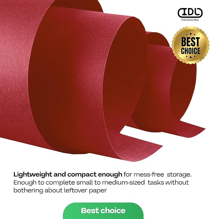 Red Kraft Paper Roll 36" x 2160" (180 feet) - USA-Made Craft Paper Roll 45 lb Thickness for Art - Red Wrapping Paper for Gift Wrapping & Moving - High-Density Roll for School by IDL Packaging
