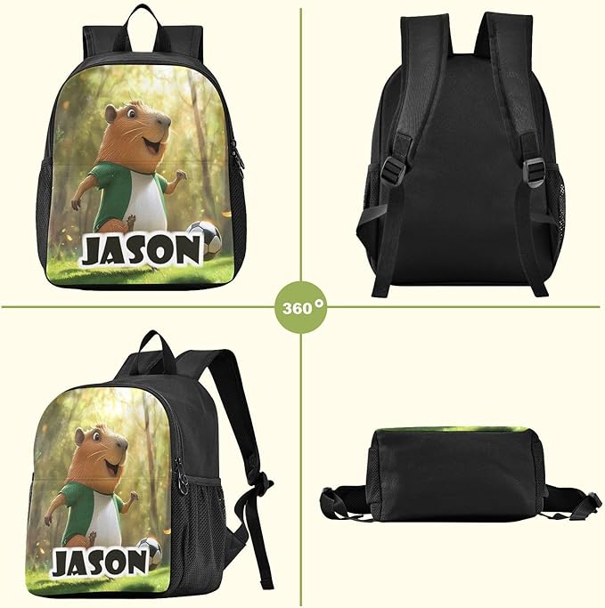 Soccer Capybara Toddler Backpack for Boys Girls 3-6 Kindergarten Bookbag for Elementary Mini Kids Bookbag for Preschool for Travel