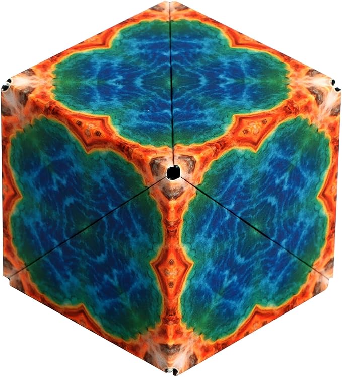 SHASHIBO Shape Shifting Box - Award-Winning Fidget Toy w/ 36 Rare Earth Magnets - Fidget Cube Transforms Into Over 70 Shapes, Sensory Toy Gift for Kids, Teens, and Adults (Earth)