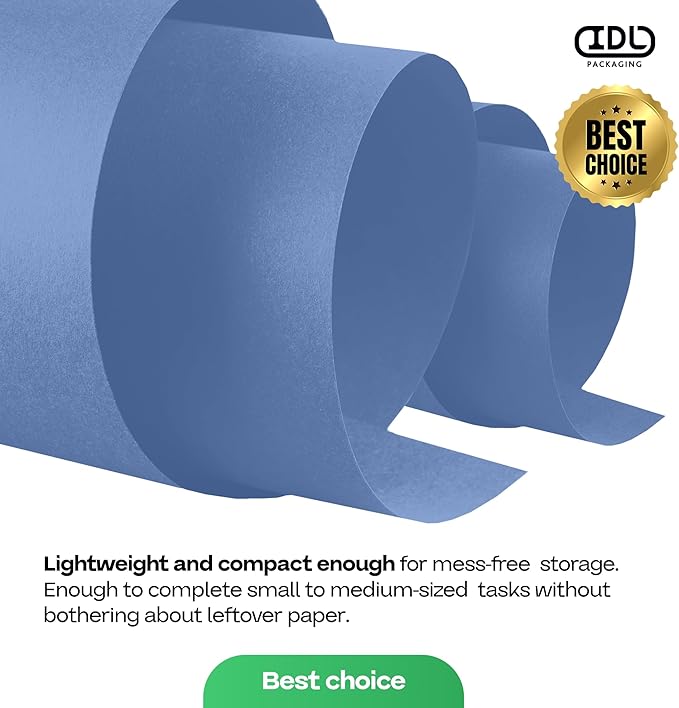 36" x 1200" (100 feet) Blue Kraft Paper Roll - USA-Made Quality Craft Paper for Gift Wrapping, Kids' Arts & Crafts, School Projects - 100% Recycled Natural Material 50lb Thickness by IDL Packaging