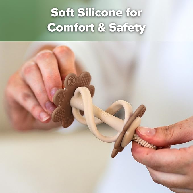 haakaa Silicone Baby Teether Toys,Nipple-Shaped End for Gum Massage,360Β° Baby Toothbrush Head for Self-Brushing Training,Easy to Grip-Cocoa